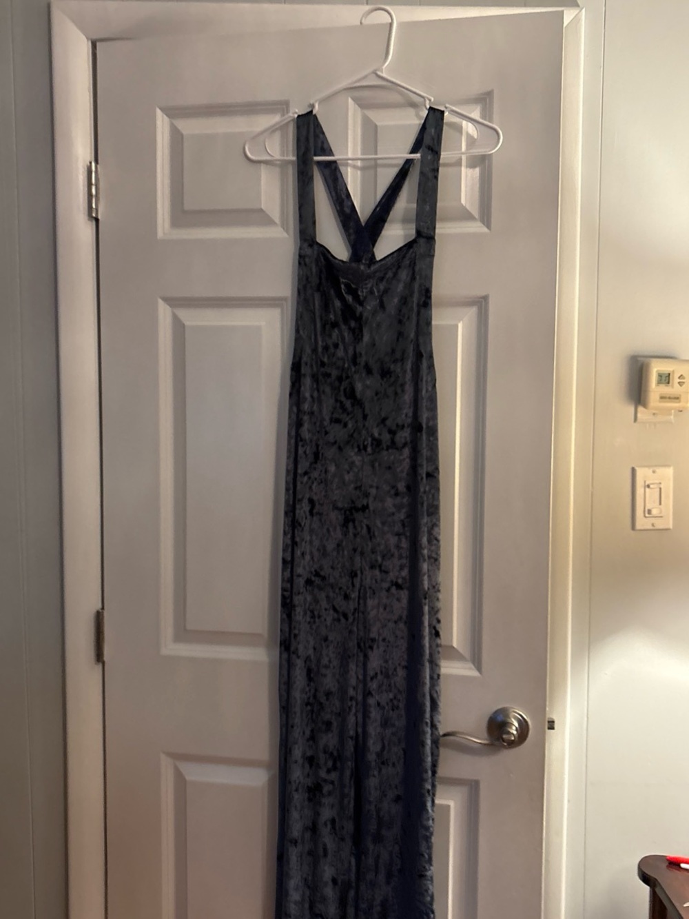 Urban Outfitters Crushed Velvet Jumpsuit - Charcoal Gray